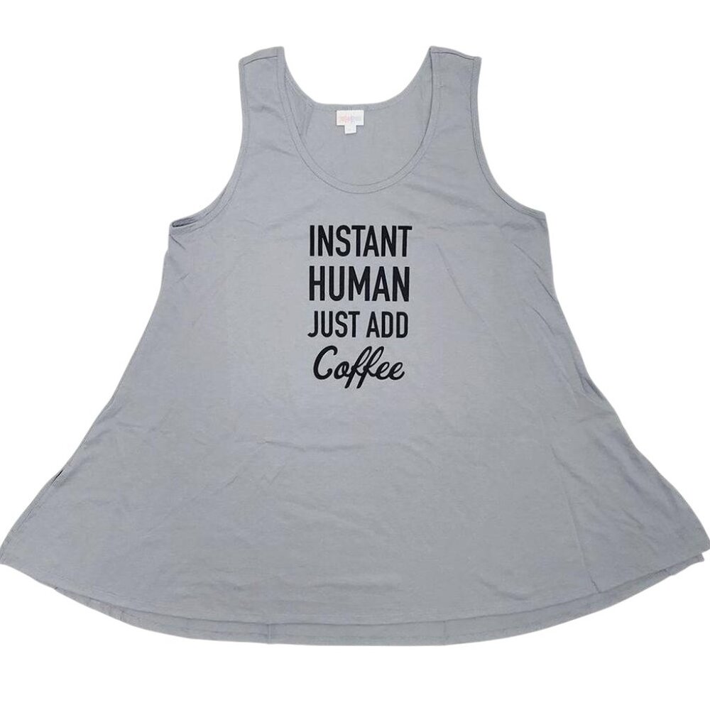 NEW 3XL LuLaRoe Perfect Tank Sleeveless Top Shirt Gray Graphic Coffee Swing Flow